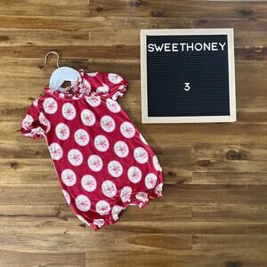 SweetHoney Red Floral Spring Lounger Romper - Sweet Pea Red Pink Floral Roses 3T